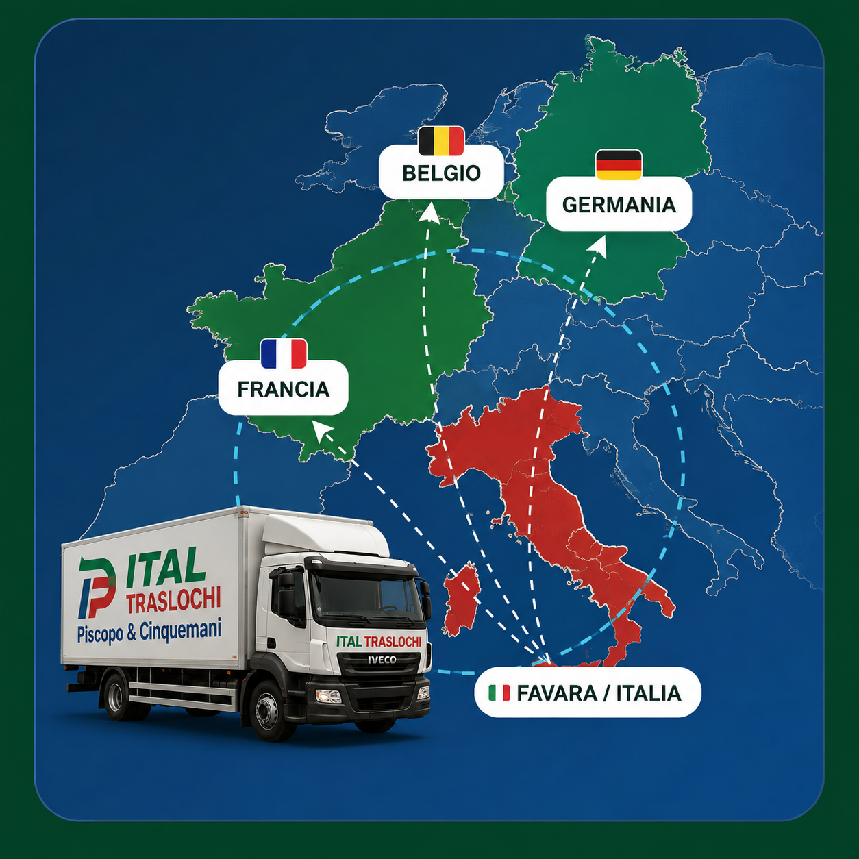 Traslochi da Favara verso Francia, Belgio e Germania